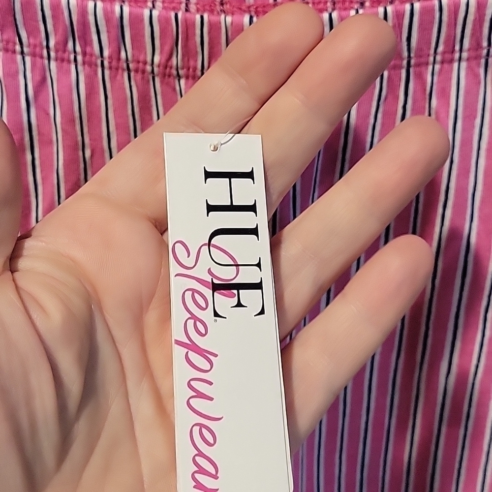NEW! HUE Soft Knit Sleep Bottom Pajama Pants Phlox Pink Seaflower Border Small. - Picture 4 of 6